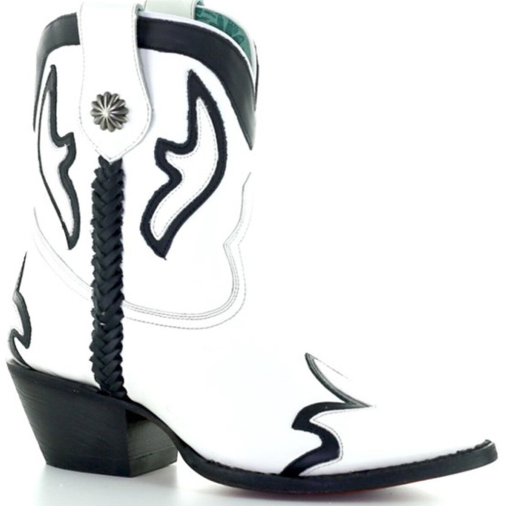 Corral Z0142 Braided White Black Leather Western Booties Boots